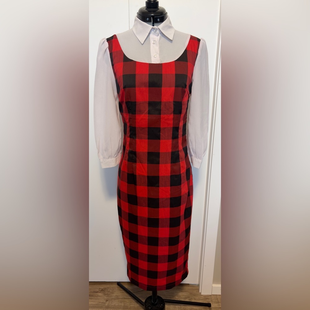 Lindy Bop Red and Black Dress with White Accents size xs